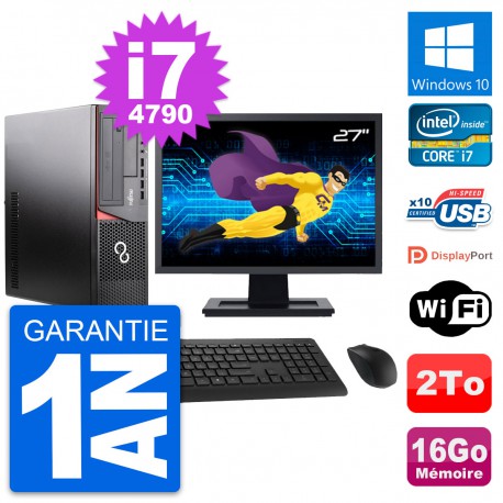 PC Fujitsu E920 DT Ecran 27" Intel i7-4790 RAM 16Go Disque 2To Windows 10 Wifi