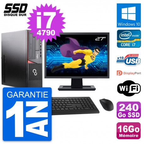PC Fujitsu E920 DT Ecran 27" Intel i7-4790 RAM 16Go SSD 240Go Windows 10 Wifi