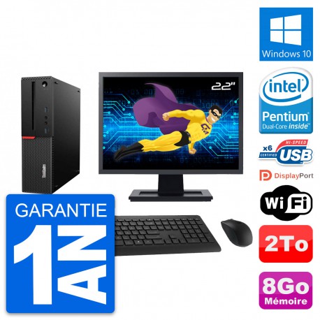 PC Lenovo M700 SFF Ecran 22" Intel G4400 RAM 8Go Disque 2To Windows 10 Wifi