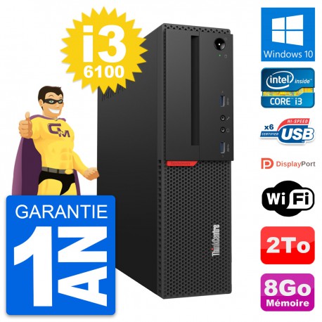 PC Lenovo ThinkCentre M700 SFF Intel i3-6100 RAM 8Go Disque 2To Windows 10 Wifi