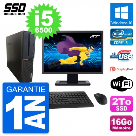 PC Lenovo M700 SFF Ecran 27" Intel Core i5-6500 RAM 16Go SSD 2To Windows 10 Wifi