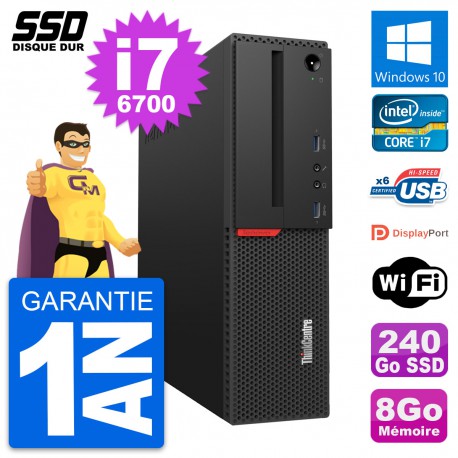 PC Lenovo ThinkCentre M700 SFF Intel i7-6700 RAM 8Go SSD 240Go Windows 10 Wifi