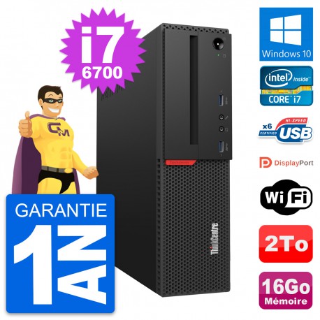 PC Lenovo ThinkCentre M700 SFF Intel i7-6700 RAM 16Go Disque 2To Windows 10 Wifi