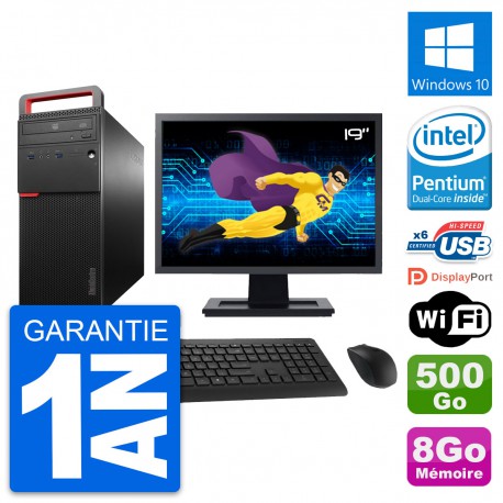 PC Tour Lenovo M700 Ecran 19" Intel G4400 RAM 8Go Disque 500Go Windows 10 Wifi