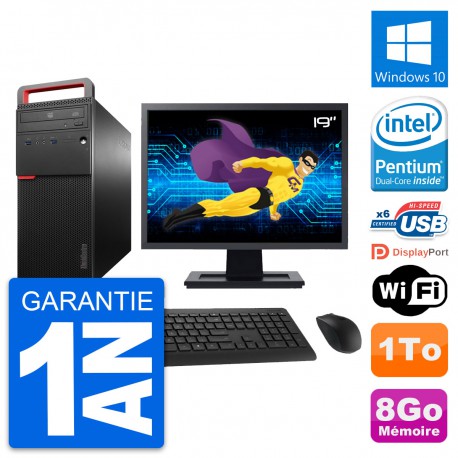 PC Tour Lenovo M700 Ecran 19" Intel G4400 RAM 8Go Disque 1To Windows 10 Wifi