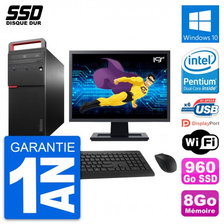 PC Tour Lenovo M700 Ecran 19" Intel G4400 RAM 8Go SSD 960Go Windows 10 Wifi