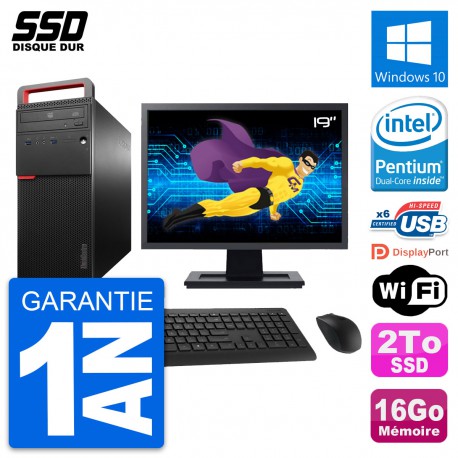 PC Tour Lenovo ThinkCentre M700 Ecran 19" G4400 RAM 16Go SSD 2To Windows 10 Wifi