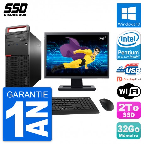 PC Tour Lenovo ThinkCentre M700 Ecran 19" G4400 RAM 32Go SSD 2To Windows 10 Wifi