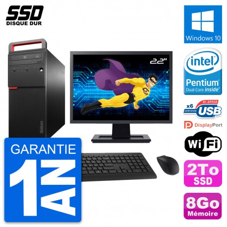 PC Tour Lenovo ThinkCentre M700 Ecran 22" G4400 RAM 8Go SSD 2To Windows 10 Wifi