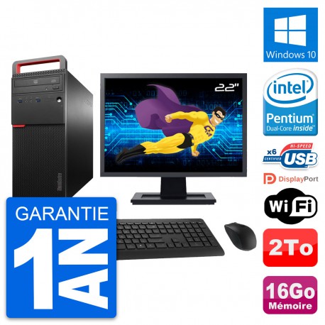 PC Tour Lenovo M700 Ecran 22" Intel G4400 RAM 16Go Disque 2To Windows 10 Wifi