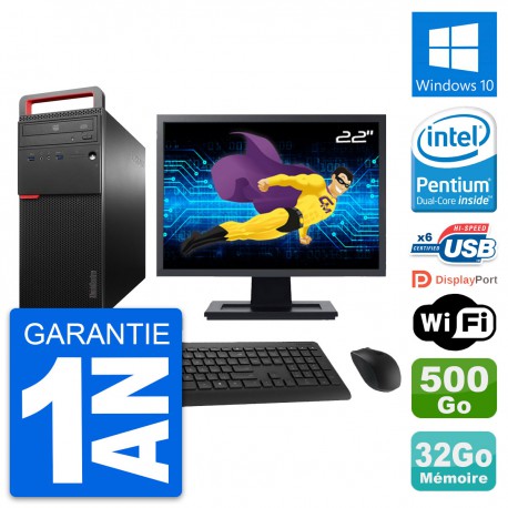 PC Tour Lenovo M700 Ecran 22" Intel G4400 RAM 32Go Disque 500Go Windows 10 Wifi