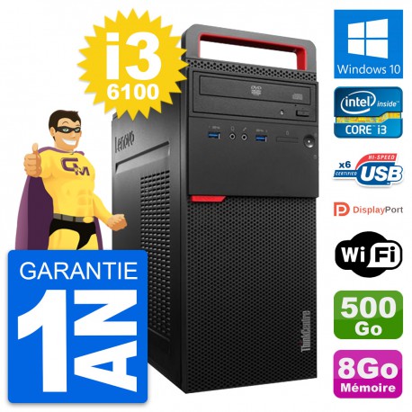PC Tour Lenovo M700 Intel Core i3-6100 RAM 8Go Disque Dur 500Go Windows 10 Wifi