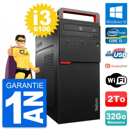 PC Tour Lenovo ThinkCentre M700 Core i3-6100 RAM 32Go Disque 2To Windows 10 Wifi