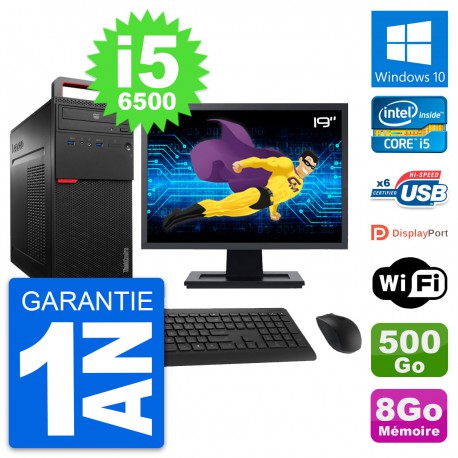 PC Tour Lenovo M700 Ecran 19" Intel i5-6500 RAM 8Go Disque 500Go Windows 10 Wifi