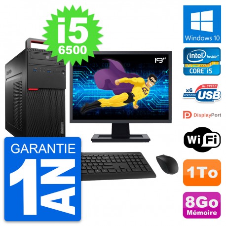 PC Tour Lenovo M700 Ecran 19" Intel i5-6500 RAM 8Go Disque 1To Windows 10 Wifi