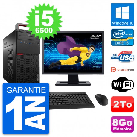 PC Tour Lenovo M700 Ecran 22" Intel i5-6500 RAM 8Go Disque 2To Windows 10 Wifi
