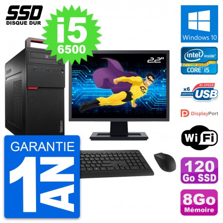 PC Tour Lenovo M700 Ecran 22" Intel i5-6500 RAM 8Go SSD 120Go Windows 10 Wifi