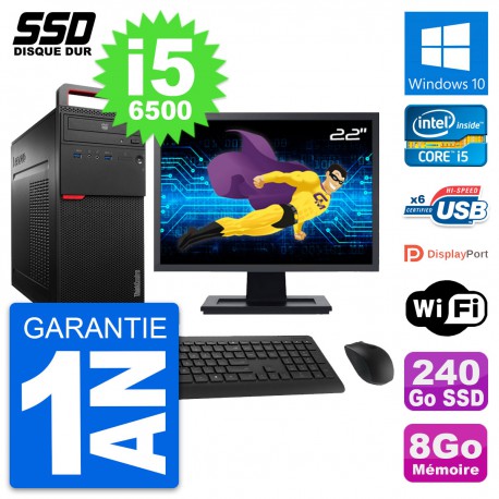 PC Tour Lenovo M700 Ecran 22" Intel i5-6500 RAM 8Go SSD 240Go Windows 10 Wifi