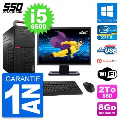 PC Tour Lenovo M700 Ecran 22" Intel Core i5-6500 RAM 8Go SSD 2To Windows 10 Wifi