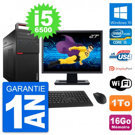 PC Tour Lenovo M700 Ecran 27" Intel i5-6500 RAM 16Go Disque 1To Windows 10 Wifi