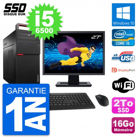 PC Tour Lenovo M700 Ecran 27" Intel i5-6500 RAM 16Go SSD 2To Windows 10 Wifi