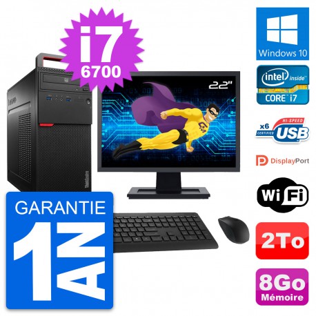 PC Tour Lenovo M700 Ecran 22" Intel i7-6700 RAM 8Go Disque 2To Windows 10 Wifi