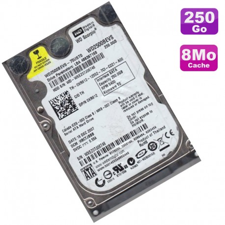 Disque Dur 250Go SATA 2.5" Western Digital Scorpio WD1200BEVS-75RST0 PC Portable