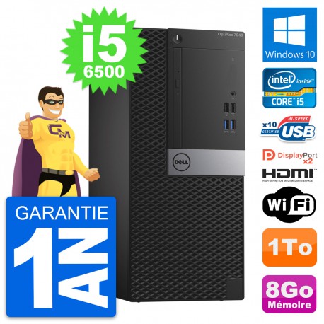 PC Tour Dell OptiPlex 7040 Intel i5-6500 RAM 8Go Disque 1To HDMI Windows 10 Wifi