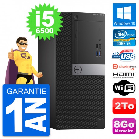 PC Tour Dell OptiPlex 7040 Intel i5-6500 RAM 8Go Disque 2To HDMI Windows 10 Wifi