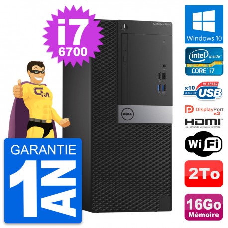 PC Tour Dell OptiPlex 7040 Core i7-6700 RAM 16Go Disque 2To HDMI Windows 10 Wifi