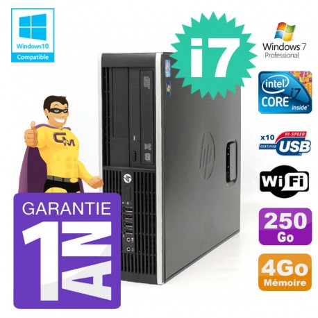 PC HP 8200 SFF Intel I7-2600 4Go Disque 250Go Graveur Wifi W7