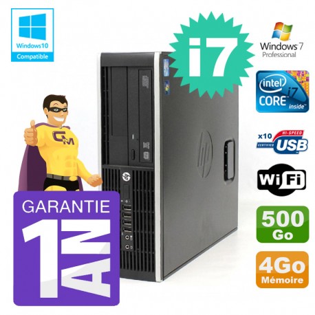 PC HP 8200 SFF Intel I7-2600 4Go Disque 500Go Graveur Wifi W7