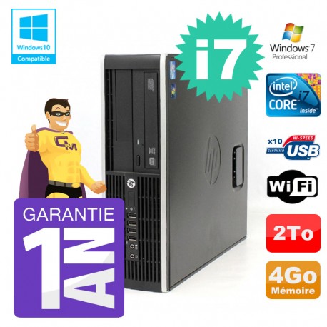 PC HP 8200 SFF Intel I7-2600 4Go Disque 2To Graveur Wifi W7