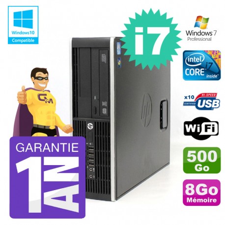 PC HP 8200 SFF Intel I7-2600 8Go Disque 500Go Graveur Wifi W7