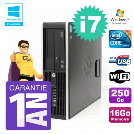 PC HP 8200 SFF Intel I7-2600 16Go Disque 250Go Graveur Wifi W7