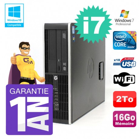 PC HP 8200 SFF Intel I7-2600 16Go Disque 2To Graveur Wifi W7