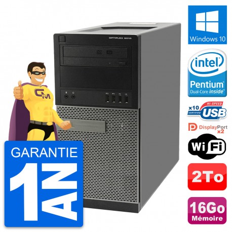 PC Tour Dell OptiPlex 9010 Intel G630 RAM 16Go Disque Dur 2To Windows 10 Wifi