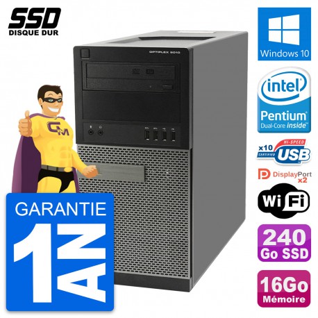 PC Tour Dell OptiPlex 9010 Intel Pentium G630 RAM 16Go SSD 240Go Windows 10 Wifi