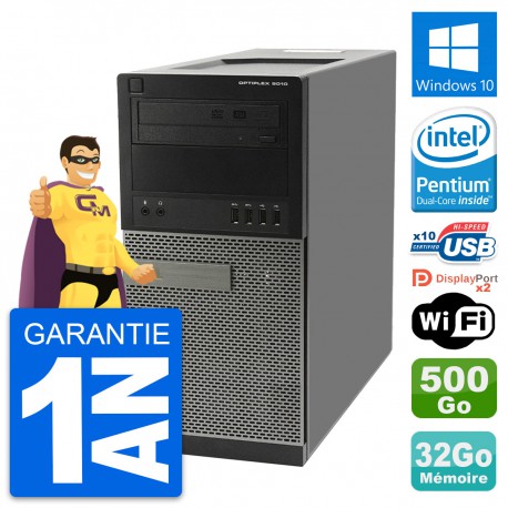 PC Tour Dell OptiPlex 9010 Intel G630 RAM 32Go Disque Dur 500Go Windows 10 Wifi