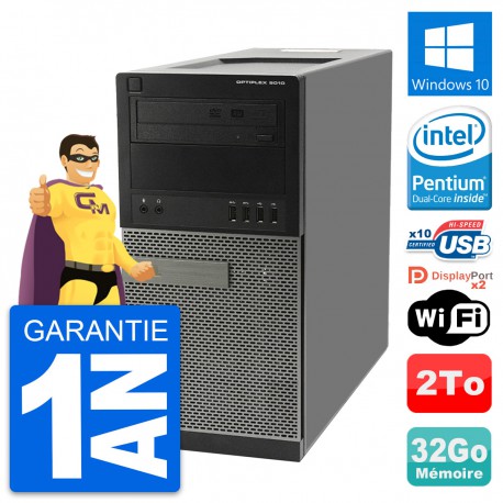 PC Tour Dell OptiPlex 9010 Intel G630 RAM 32Go Disque Dur 2To Windows 10 Wifi