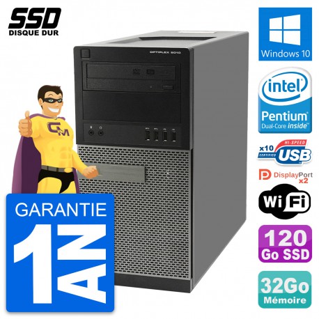 PC Tour Dell OptiPlex 9010 Intel Pentium G630 RAM 32Go SSD 120Go Windows 10 Wifi
