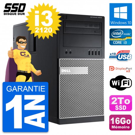 PC Tour Dell OptiPlex 9010 Intel Core i3-2120 RAM 16Go SSD 2To Windows 10 Wifi