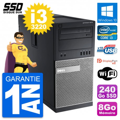 PC Tour Dell OptiPlex 9010 Intel Core i3-3220 RAM 8Go SSD 240Go Windows 10 Wifi