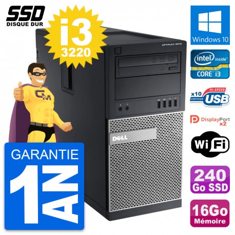 PC Tour Dell OptiPlex 9010 Intel Core i3-3220 RAM 16Go SSD 240Go Windows 10 Wifi