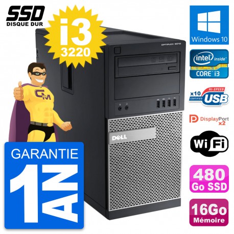 PC Tour Dell OptiPlex 9010 Intel Core i3-3220 RAM 16Go SSD 480Go Windows 10 Wifi