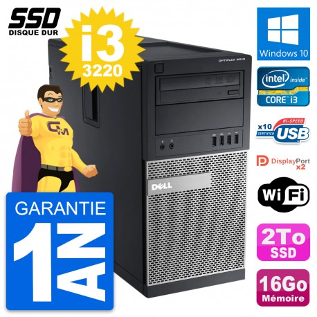 PC Tour Dell OptiPlex 9010 Intel Core i3-3220 RAM 16Go SSD 2To Windows 10 Wifi
