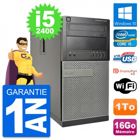 PC Tour Dell OptiPlex 9010 Intel i5-2400 RAM 16Go Disque Dur 1To Windows 10 Wifi