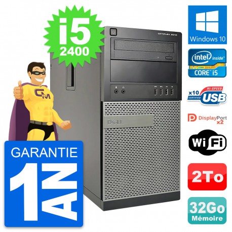 PC Tour Dell OptiPlex 9010 Intel i5-2400 RAM 32Go Disque Dur 2To Windows 10 Wifi