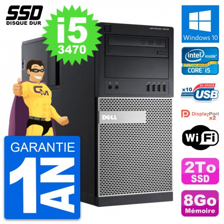 PC Tour Dell OptiPlex 9010 Intel Core i5-3470 RAM 8Go SSD 2To Windows 10 Wifi