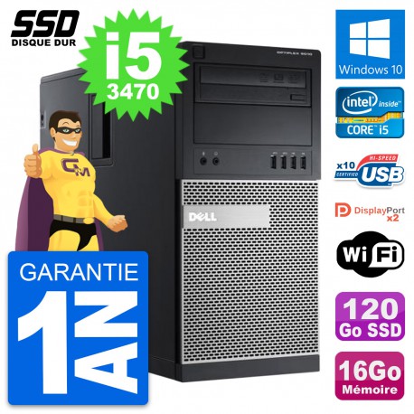 PC Tour Dell OptiPlex 9010 Intel Core i5-3470 RAM 16Go SSD 120Go Windows 10 Wifi